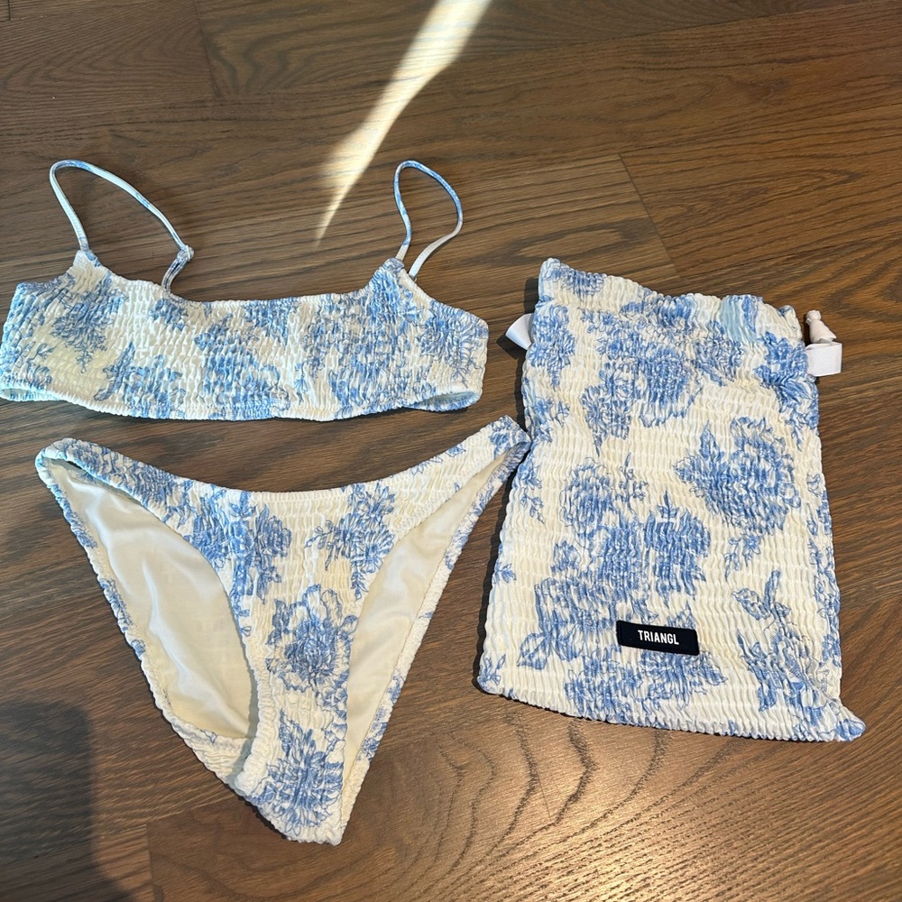 Blue and white floral TRIANGL bikini